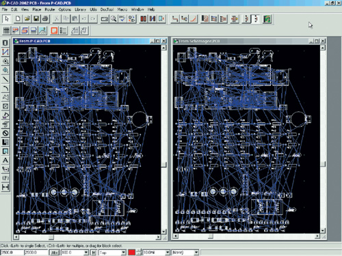 Пример загрузки в редактор плат P-CAD 2002 двух проектов, один из которых создавался в редакторе Schemagee.