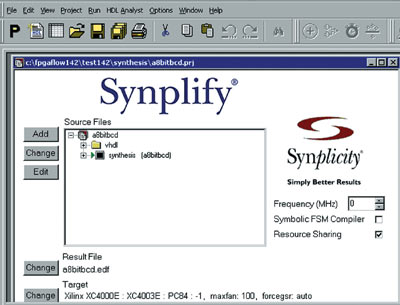Окно программы Synplify.